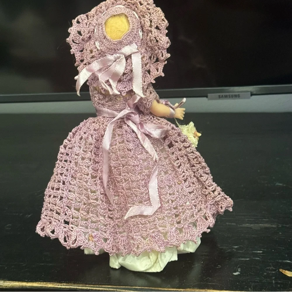 1950s Plastic Dolls in Crocheted Dresses with Underskirts, Panties, and Hats /
